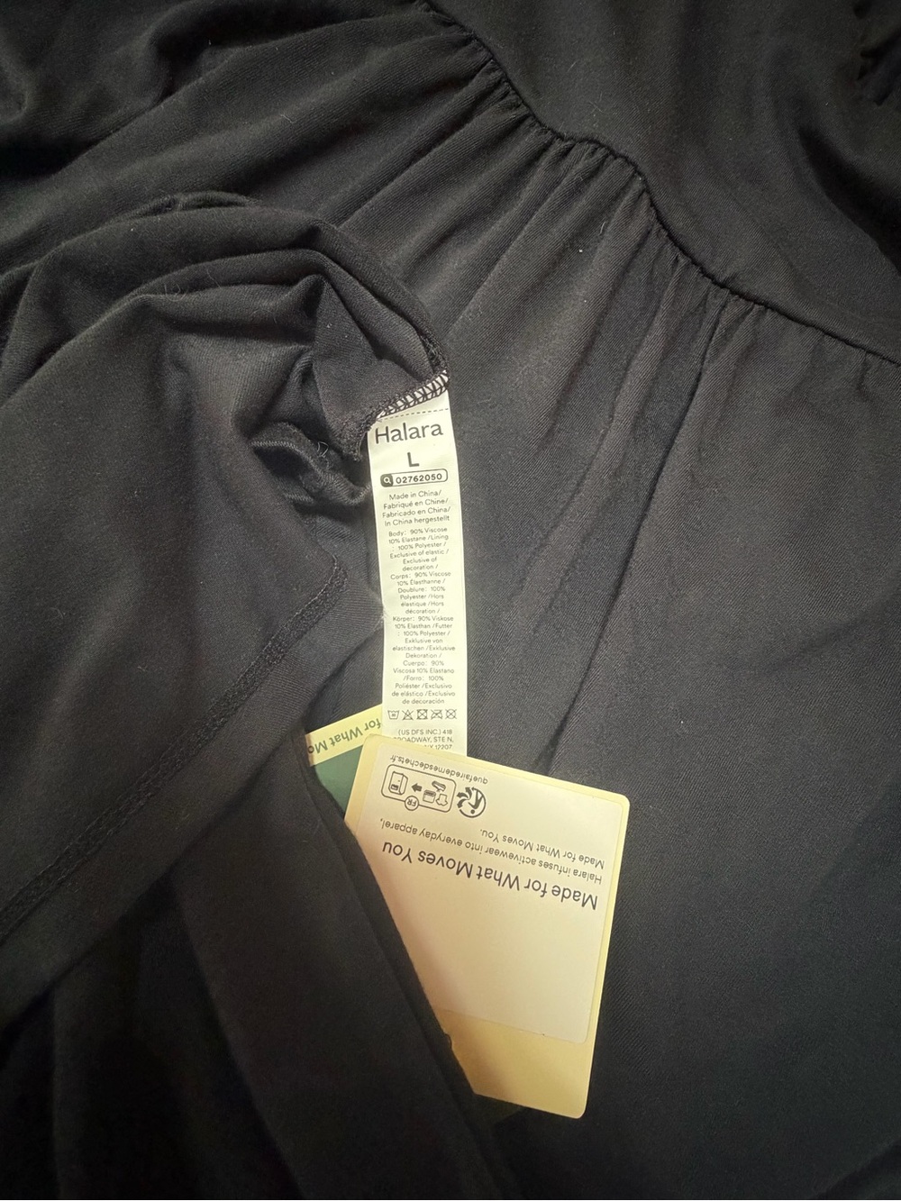 HALARA Black Short-Sleeve Midi Dress with Elastic Waist nwt - Picture 4 of 8